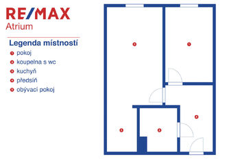 půdorys bytu - Pronájem bytu 2+kk v osobním vlastnictví 45 m², Praha 5 - Stodůlky