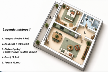 Prodej bytu 2+kk v osobním vlastnictví 52 m², Hostivice