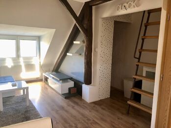 Obývací pokoj - Pronájem bytu 1+kk v osobním vlastnictví 40 m², Třešť
