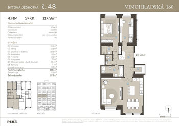 Prodej bytu 3+kk v osobním vlastnictví 115 m², Praha 3 - Vinohrady