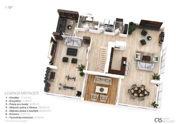 Prodej bytu 5+1 v osobním vlastnictví 306 m², Praha 5 - Košíře