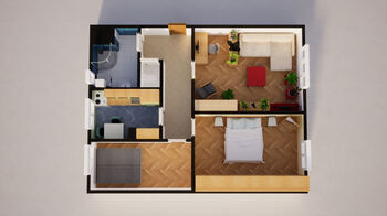 Půdorys bytu - Prodej bytu 3+1 v osobním vlastnictví 58 m², Kolín