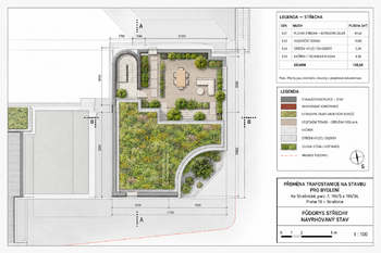 Vizualizace - půdorys řešení střechy objektu dle technického projektu. - Prodej pozemku 260 m², Praha 3 - Strašnice