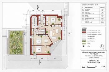 Vizualizace - půdorys dispozice 3. NP dle technického projektu. - Prodej pozemku 260 m², Praha 3 - Strašnice