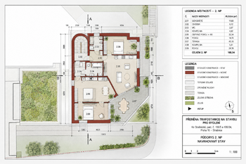 Vizualizace - půdorys dispozice 2.NP dle technického projektu. - Prodej pozemku 260 m², Praha 3 - Strašnice
