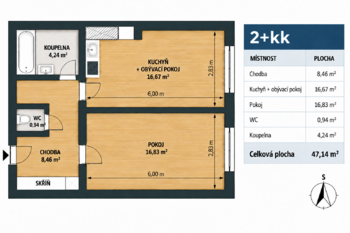 Prodej bytu 2+kk v osobním vlastnictví 47 m², Žďár nad Sázavou
