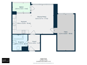 Pronájem bytu 2+kk v osobním vlastnictví 58 m², Brandýs nad Labem-Stará Boleslav