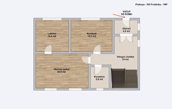 Půdorys přízemí - Prodej domu 186 m², Prušánky