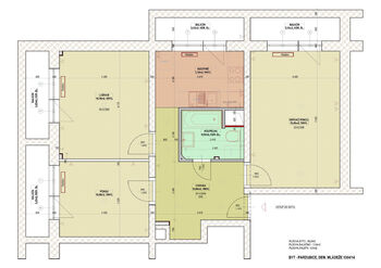 půdorys - Pronájem bytu 3+1 v osobním vlastnictví 68 m², Pardubice