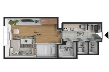 Prodej bytu 1+kk v družstevním vlastnictví 34 m², Praha 9 - Vysočany