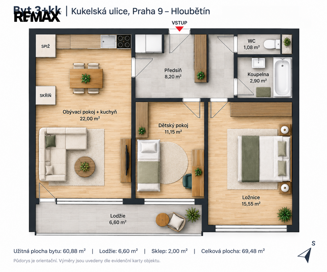 Pronájem bytu 3+kk v osobním vlastnictví 61 m², Praha 9 - Hloubětín – fotografie 4