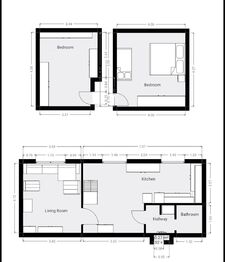 Půdorys - Prodej bytu 3+1 v osobním vlastnictví 76 m², Most