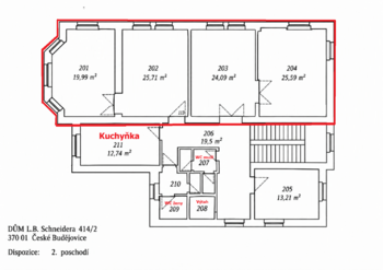 Pronájem kancelářských prostor 96 m², České Budějovice