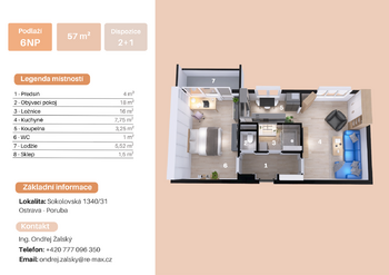 Prodej bytu 2+1 v družstevním vlastnictví 57 m², Ostrava