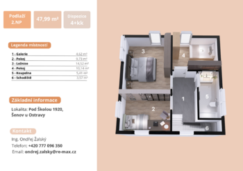půdorys 2NP - Prodej kancelářských prostor 131 m², Šenov