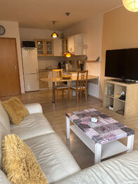 Obývací pokoj s kuchyní - Pronájem bytu 2+kk v osobním vlastnictví 42 m², Praha 8 - Libeň