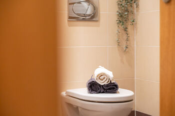 Koupelna + WC - Prodej bytu 2+kk v osobním vlastnictví 58 m², Praha 9 - Letňany