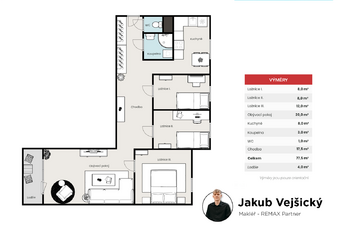 Pronájem bytu 4+1 v osobním vlastnictví 78 m², České Budějovice