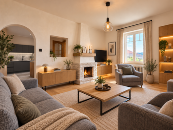 vizualizace - návrh obývacího pokoje - Prodej domu 157 m², Jílové u Prahy