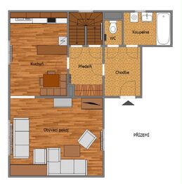 půdorys přízemí - Prodej domu 157 m², Jílové u Prahy