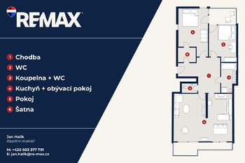 Plánek bytu - Prodej bytu 3+kk v osobním vlastnictví 111 m², Praha 5 - Smíchov