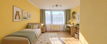 pokoj 2 - vizualizace s nábytkem  - Prodej bytu 4+1 v osobním vlastnictví 80 m², Kladno