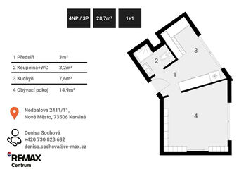 Pronájem bytu 1+1 v osobním vlastnictví 29 m², Karviná