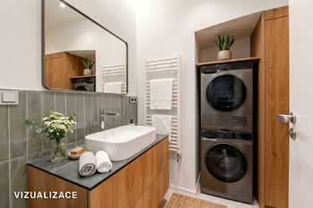 VIzualizace koupelny - Pronájem bytu 1+kk v osobním vlastnictví 45 m², Praha 10 - Vršovice