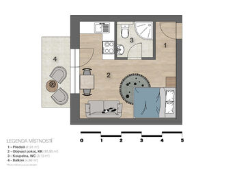 Pronájem bytu 1+kk v osobním vlastnictví 23 m², Husinec