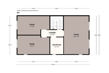 Půdorys 2NP - Prodej domu 199 m², Jílové u Prahy