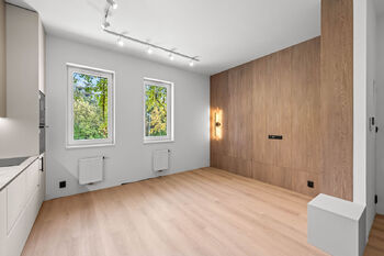 pohled směr okna - Prodej bytu 2+kk v osobním vlastnictví 40 m², Praha 8 - Libeň