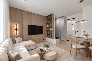 obývací místnost vizualizace - Prodej bytu 2+kk v osobním vlastnictví 40 m², Praha 8 - Libeň 