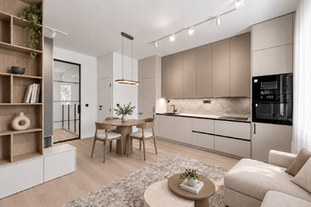 obývací místnost vizualizace 3 - Prodej bytu 2+kk v osobním vlastnictví 40 m², Praha 8 - Libeň