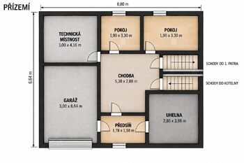 PŮDORYS PŘÍZEMÍ - Prodej domu 142 m², Libořice