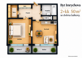 Prodej bytu 2+kk v osobním vlastnictví 50 m², Praha 4 - Kamýk