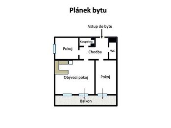 Plánek bytu - Pronájem bytu 3+kk v osobním vlastnictví 75 m², Praha 9 - Čakovice