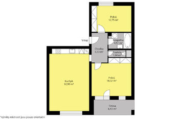 orientační půdorys bytu - Prodej bytu 3+kk v osobním vlastnictví 77 m², Znojmo