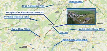 Mapa atraktivit - Pronájem pozemku 1443 m², Svaté Pole