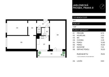 Prodej bytu 3+1 v osobním vlastnictví 74 m², Praha 9 - Střížkov