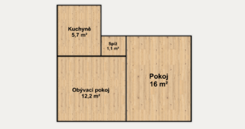 Půdorys - Prodej chaty / chalupy 35 m², Pnětluky