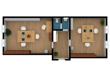 půdorys kanceláře - Pronájem kancelářských prostor 60 m², Hradec Králové