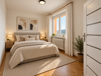 VIZUALIZACE možného uspořádání menšího pokoje jako ložnice... - Prodej bytu 3+1 v družstevním vlastnictví 61 m², Teplice