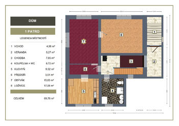 půdorys 1.n.p. - Prodej domu 115 m², Děčín