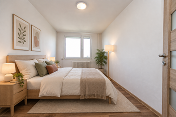 ložnice vizualizace - Pronájem bytu 2+kk v osobním vlastnictví 46 m², Praha 8 - Kobylisy