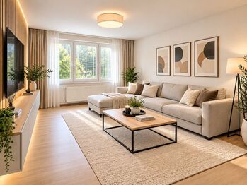 vizualizace obývací pokoj - Prodej bytu 3+1 v družstevním vlastnictví 81 m², Prachatice
