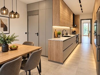 vizualizace kuchyně s jídelnou - Prodej bytu 3+1 v družstevním vlastnictví 81 m², Prachatice