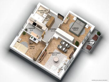Prodej bytu 3+1 v osobním vlastnictví 65 m², Praha 9 - Klánovice
