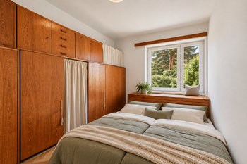 Vizualizace ložnice - Prodej bytu 3+1 v osobním vlastnictví 65 m², Praha 9 - Klánovice