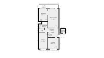 půdorys bytu - Prodej bytu 3+1 v osobním vlastnictví 74 m², Praha 9 - Prosek