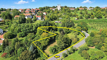 Pohled na pozemek a umístění - Prodej pozemku 2157 m², Řepín 
